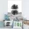 Designart - Black and White Tropical Leaf On Striped II - Modern Canvas Wall Art Print